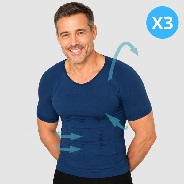 Offre Spéciale 3 T-Shirts Correcteurs de posture Homme Bleu | Fit Up™
